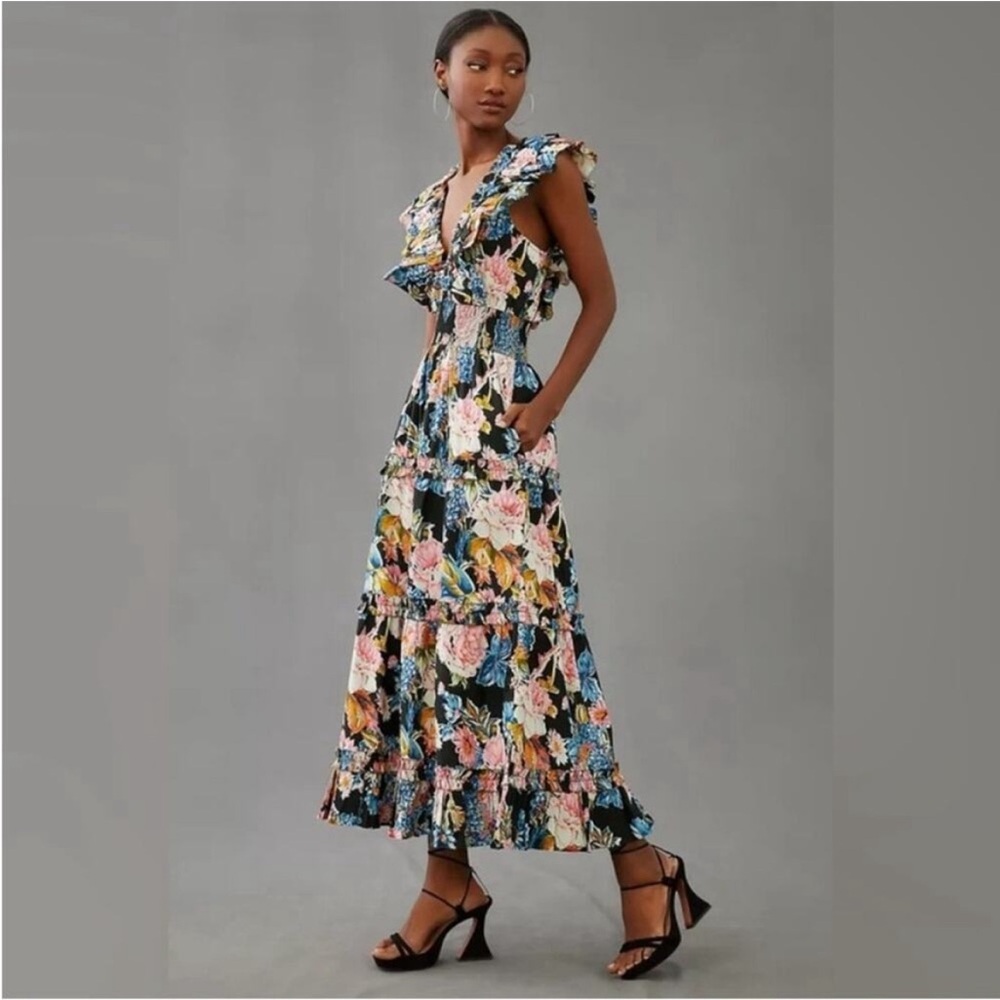 Anthropology floral dress size S